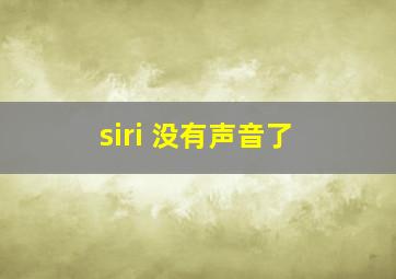 siri 没有声音了